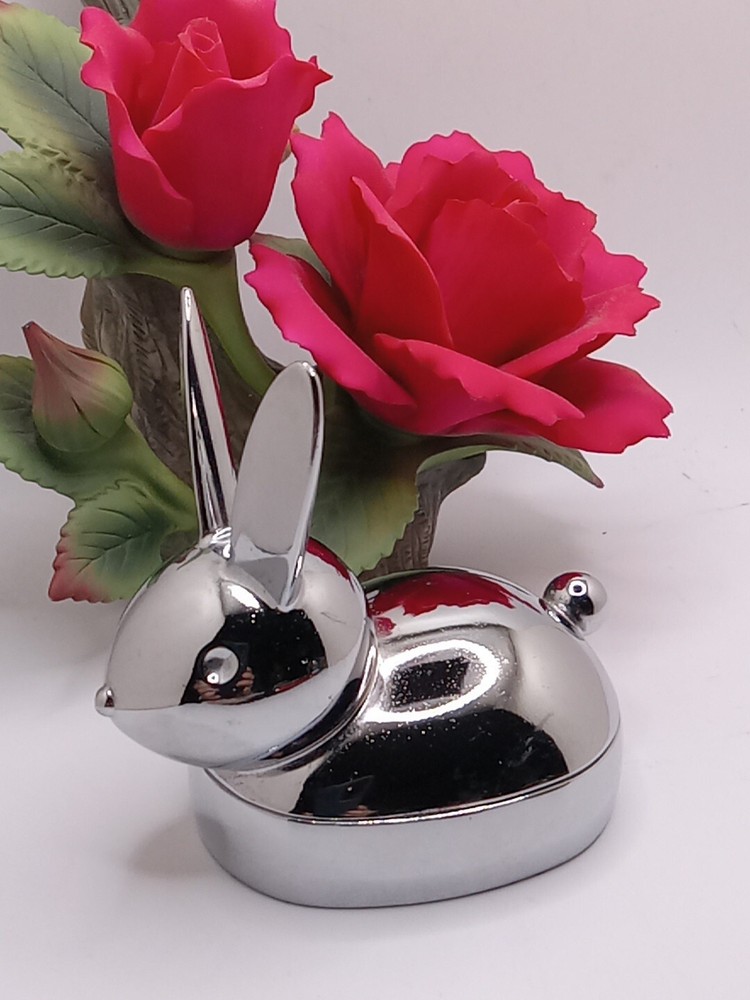 Umbra Foresta Chrome Silver Jewelry Box with Easter Bunny Design by Alan Wisniewski