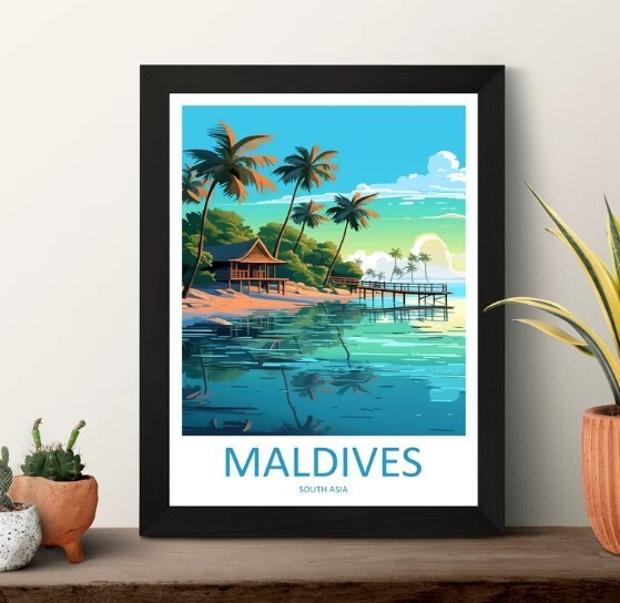 Maldives Travel Print Wall Art Maldives Wall Hanging Home