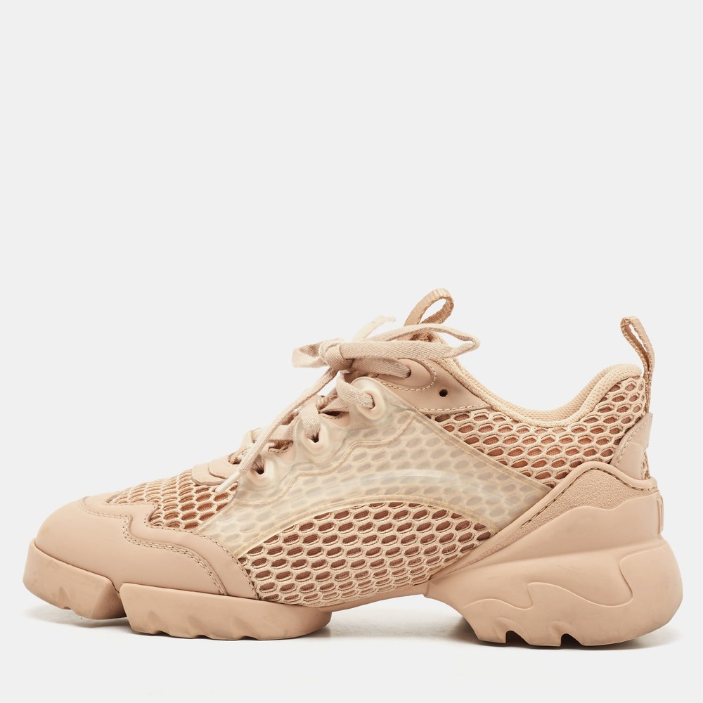 Dior Beige Fabric Leather D-Connect Low Top Sneakers EU 37