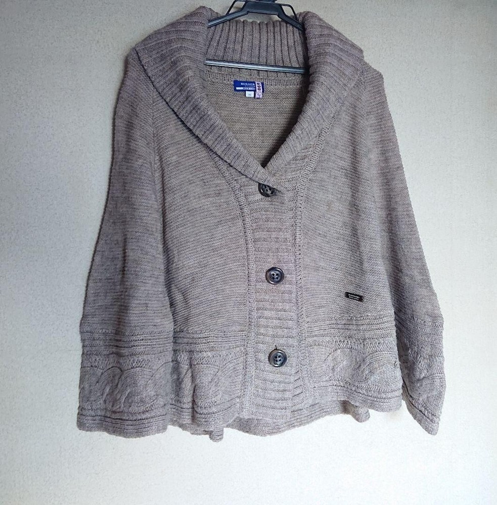 BURBERRY LONDON BLUE LABEL Poncho Coat Women Size 38 gray acrylic wool