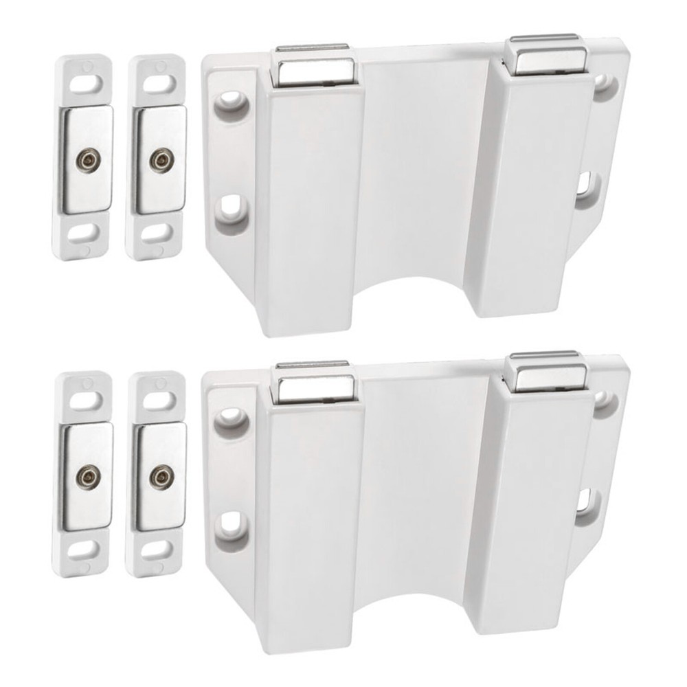 100x76mm Cabinet Magnets Latch - 2 Pack - ABS, Metal Door Catch - White