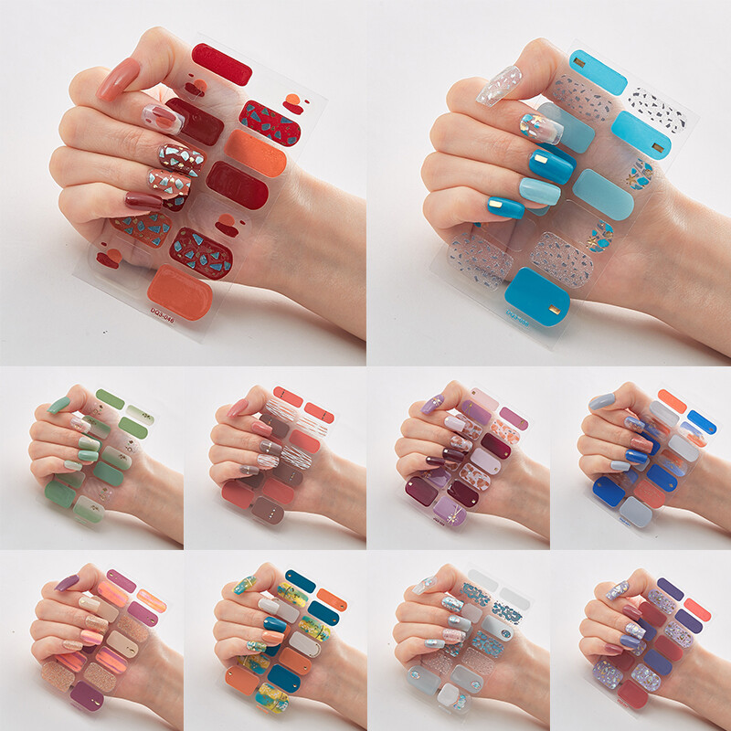 Full Size Nail Wraps Stickers Polish Manicure Art Self Stick Decor 3D Strips New