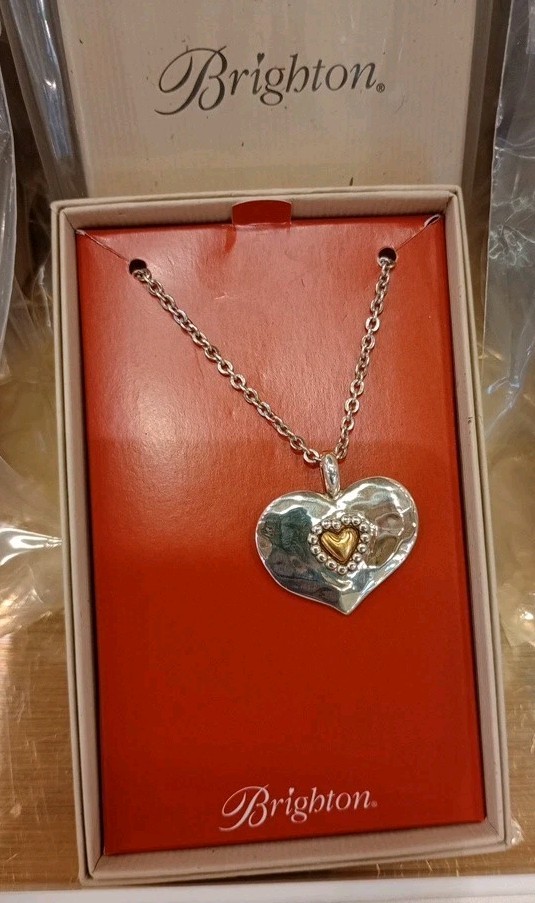 Brighton Silver Plated 2 Tone LOVE BEYOND WORDS Heart Pendant Necklace D30259