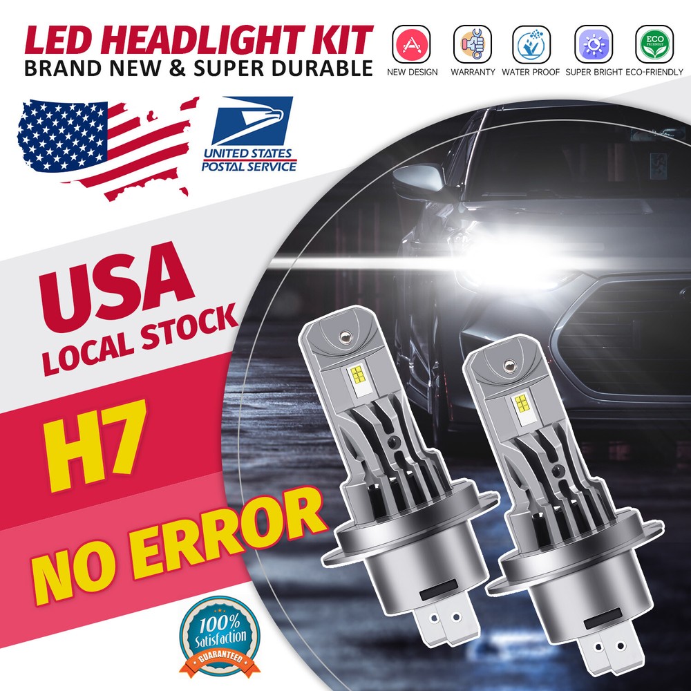 2x 120W H7 40000LM Car OEM LED Headlight Super Bright Bulbs Kit White 6000K New