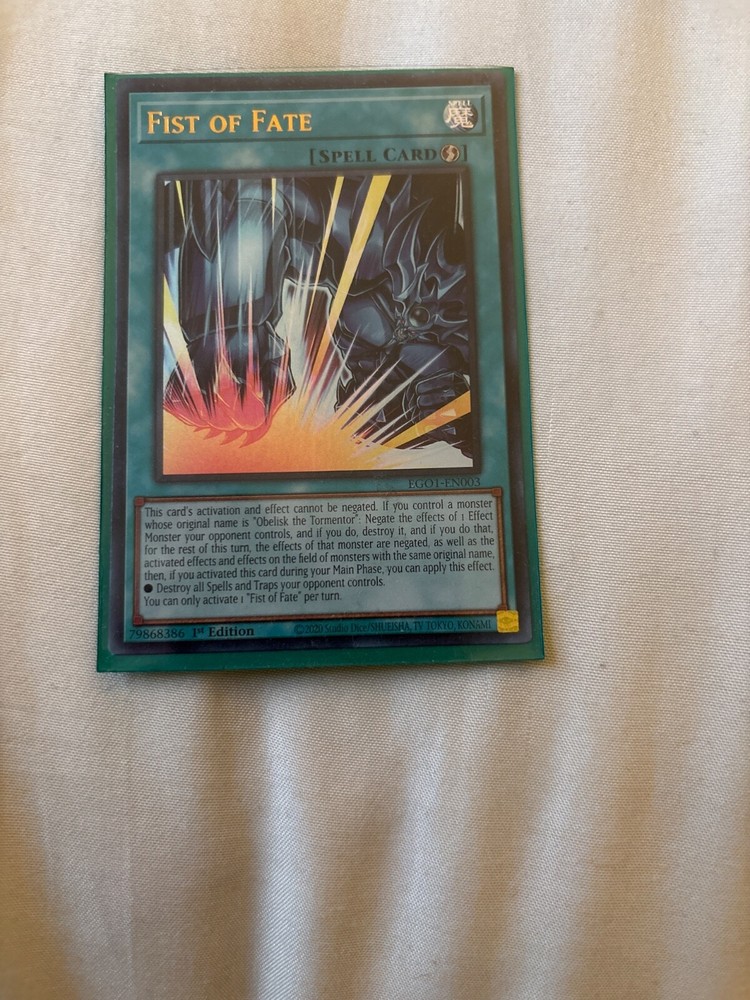 1st Edition Fist of Fate EGO1-EN003 Obelisk the Tormentor Egyptian God Deck