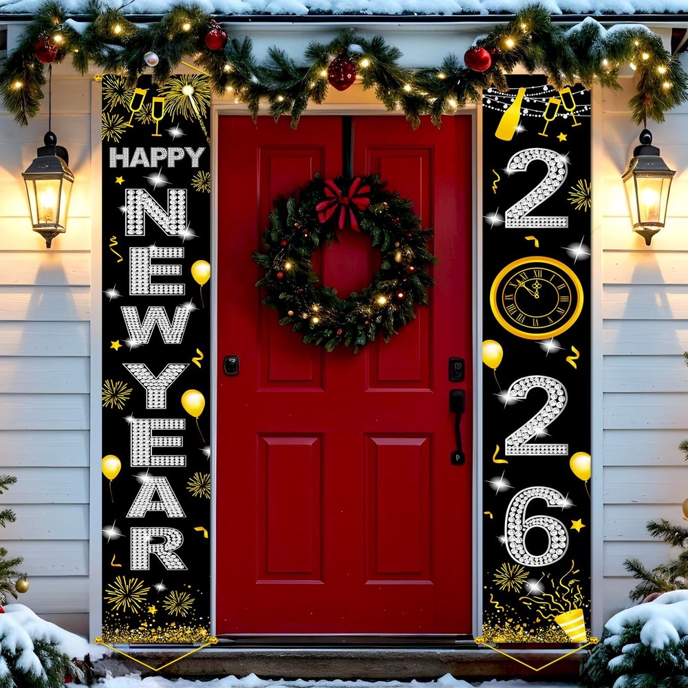 New Years Decorations 2026, Happy New Year Banner Backdrop, New Years Eve Par...-image