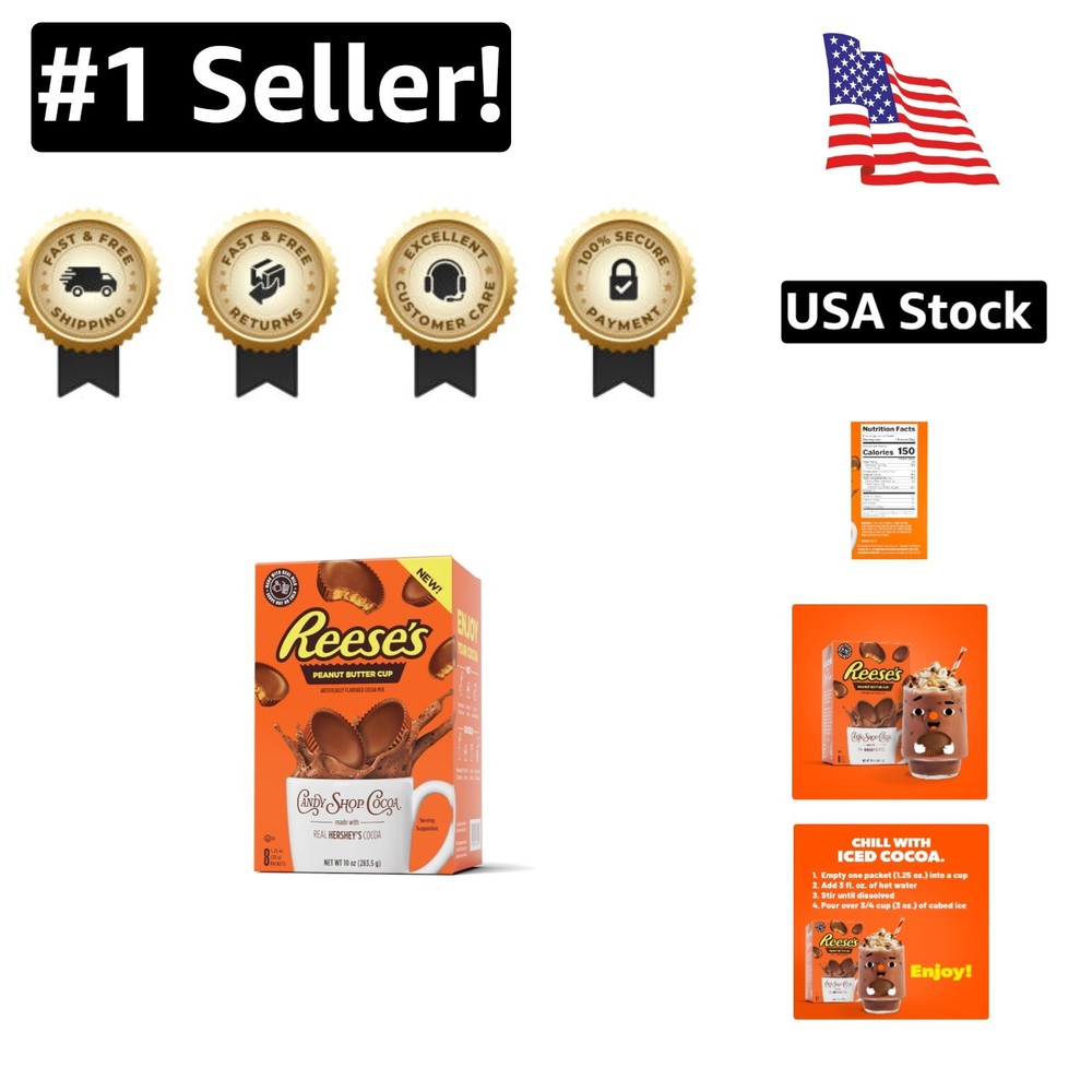 REESES Peanut Butter Cup Hot Cocoa Mix Instant 8 Pack No Peanuts