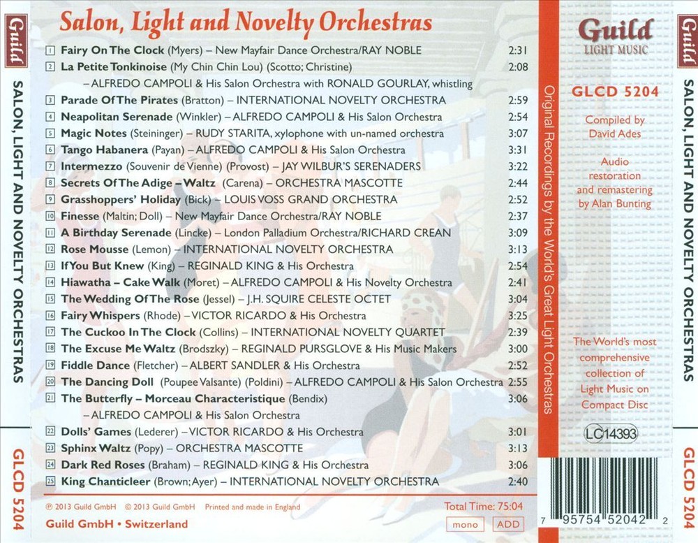 VARIOUS ARTISTS GOLDEN AGE OF LIGHT MUSIC: SALON, LIGHT AND NOVELTY ORCHESTRAS N