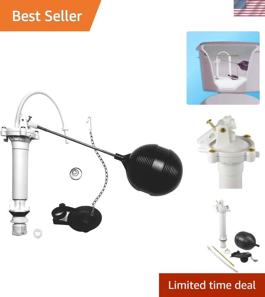 Toilet Repair Kit with Fill Valve Flapper Float Replacement - White