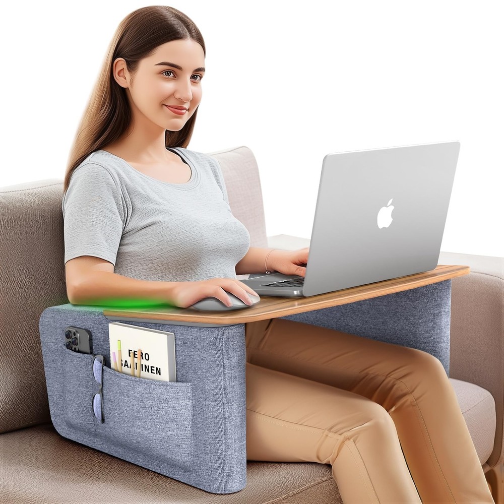 Lap Desk Pillow with Wooden Top, Large Reading Pillow for Bed, Laptop Desk fo...