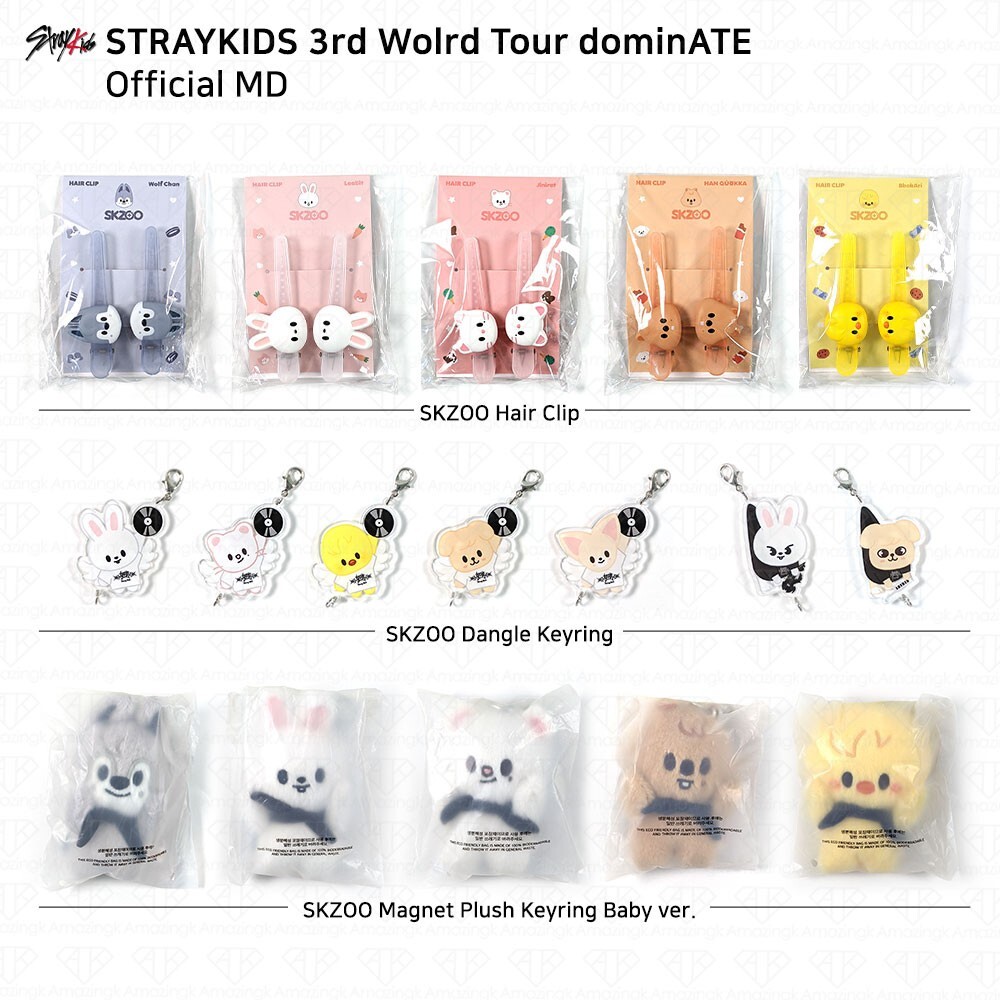 [NO PHOTOCARD] Stray Kids 3rd World Tour dominATE Official MD SKZOO Keyring KPOP