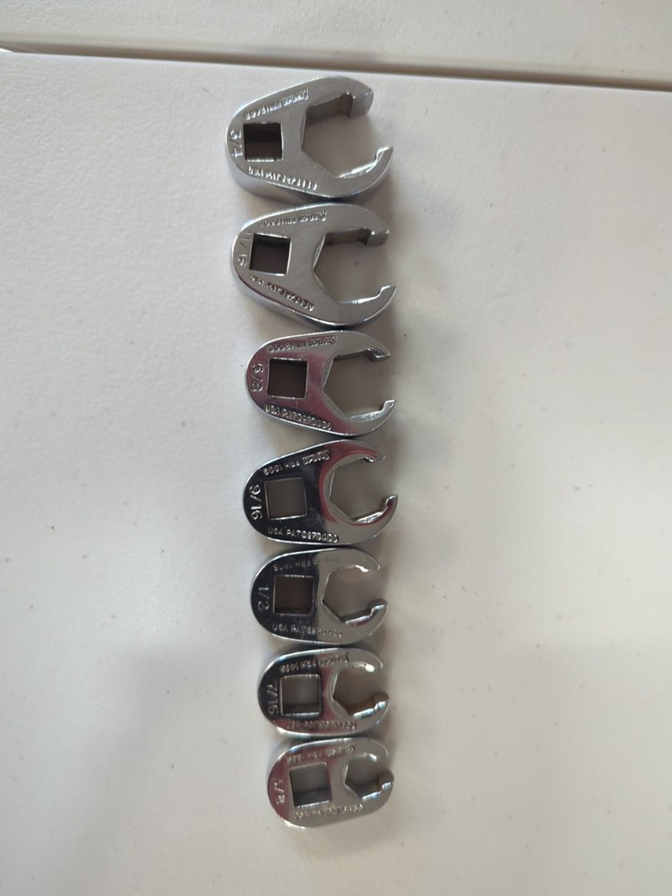 Snap on tools SAE flare end crows foot set. 7 piece set.