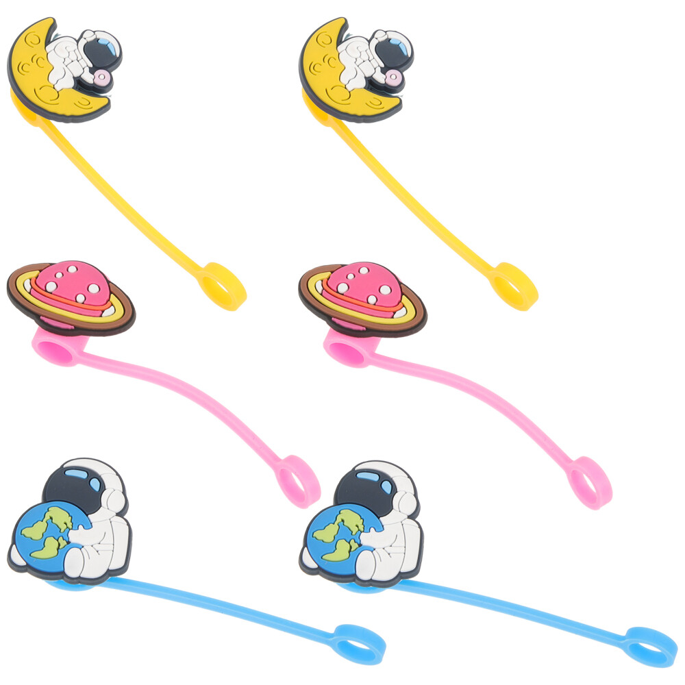 6 Pcs Reusable Straws Dishwasher Friendly Cap Small Size Covers Tips Caps