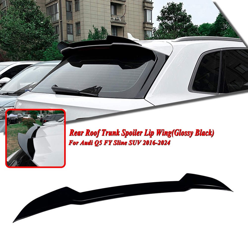 Rear Trunk Roof Spoiler Wing Kit For Audi Q5 FY Sline SUV 2016-2024 2017 Black
