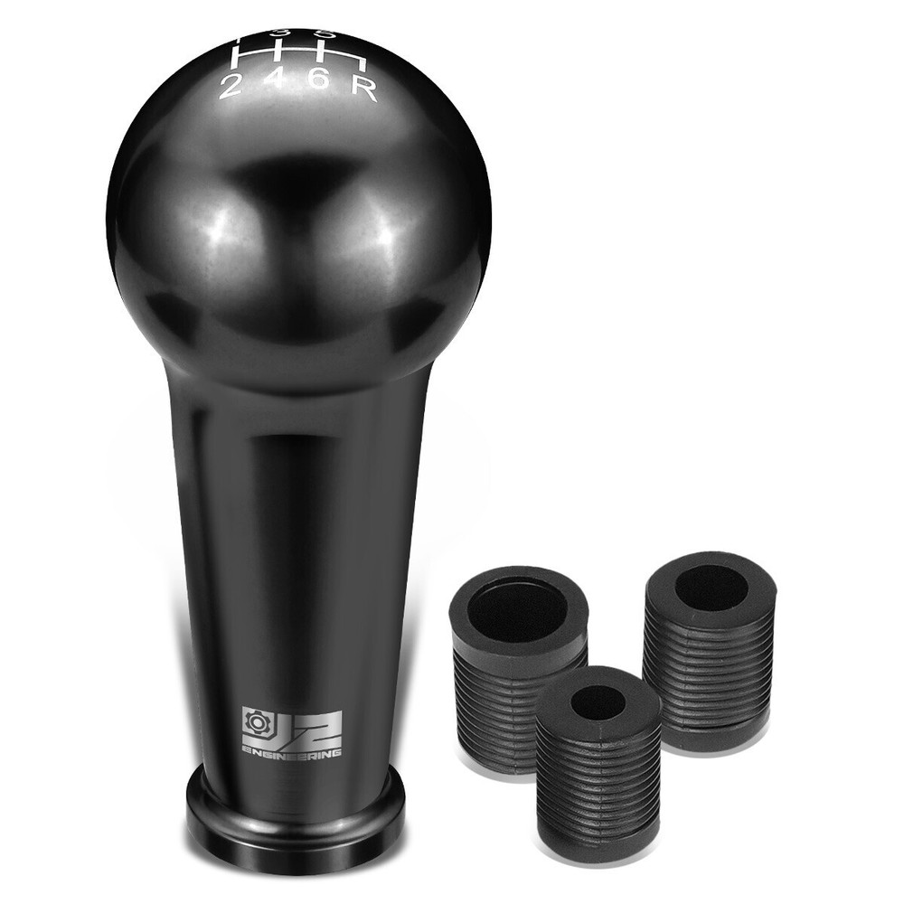46mm 6-Speed MT Aluminum Black Shift Knob w/ Adapters M8 M10 M12-J2 Engineering