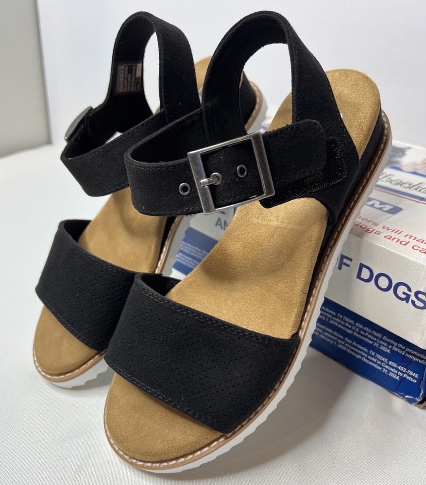 Skechers BOBS Vegan Desert Kiss Sandals in Adobe Princess Black Size 6.5