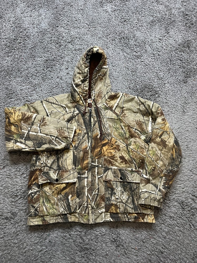 VTG Russell Outdoors Jacket Mens Large Realtree Camo Full Zip Packable Insulated