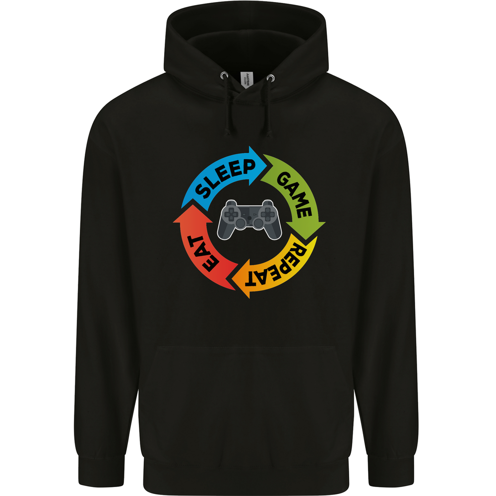 Gaming Eat Sleep Game Repeat Gamer Mens 80% Cotton Hoodie