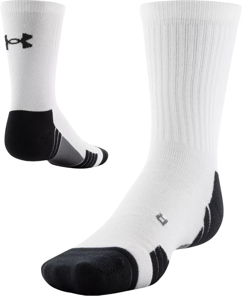UNDER ARMOUR UA TEAM Crew Socks White Unisex Kids Youth Size 13.5K -4.5