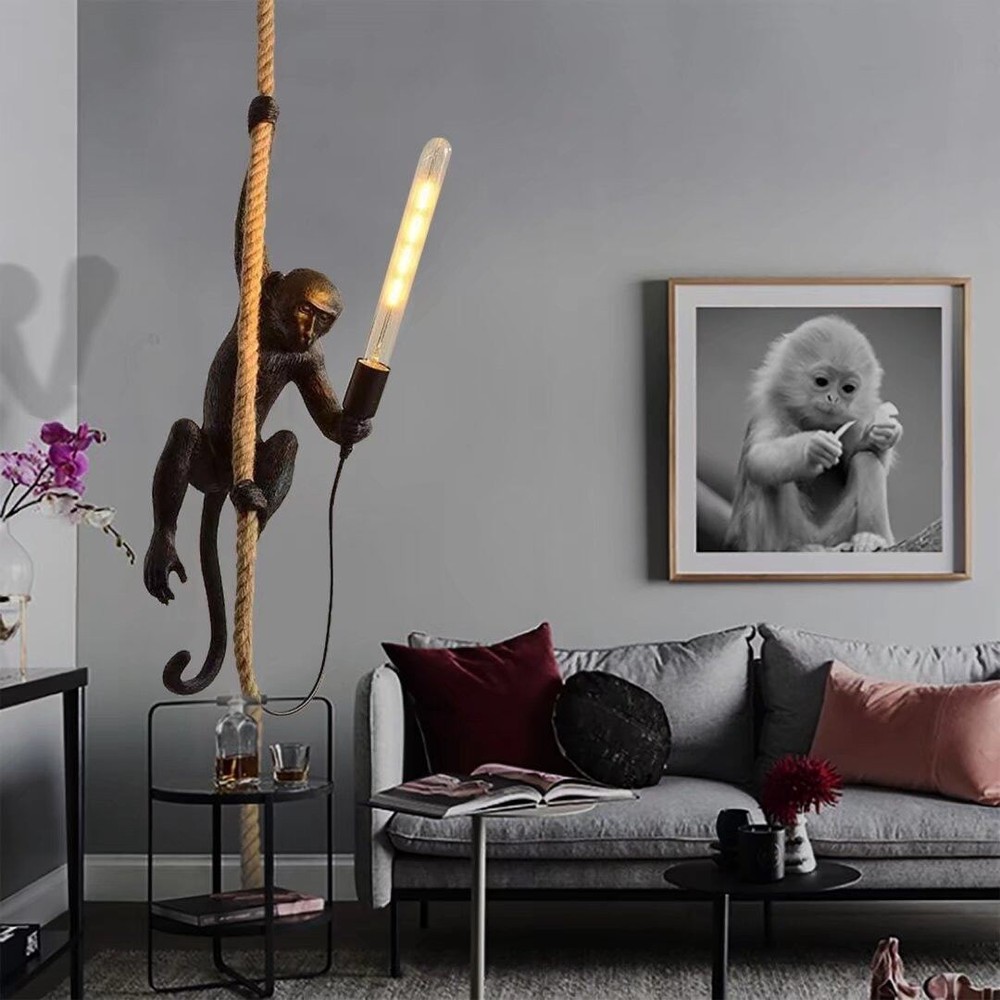 Hanging Monkey on a Rope Pendant  Lamp - 28