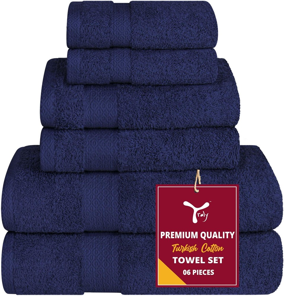6-Piece 100% Cotton Turkish Bath Towel Set with 2 Bath & 2 Hand Towels