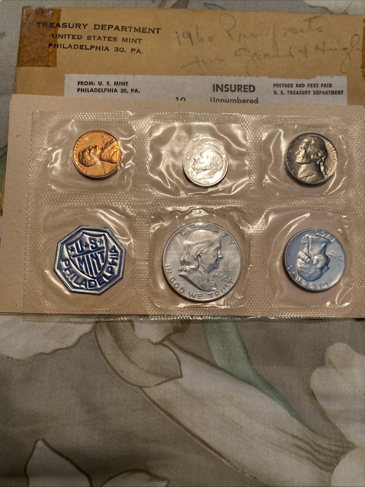 1960 (P) Proof Set Original Envelope 90% Silver US Mint 5 Coins