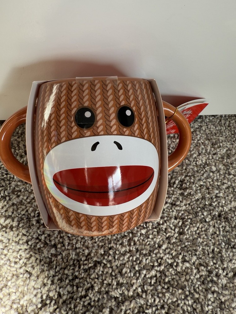 Sock Monkey Mug and Hot Cocoa Mix Gift Set Boxed Holiday Christmas Present