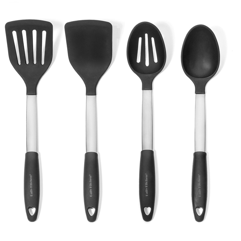 Utensil Set Silicone and Stainless Steel - Heat Resistant Cooking Utensils fo...