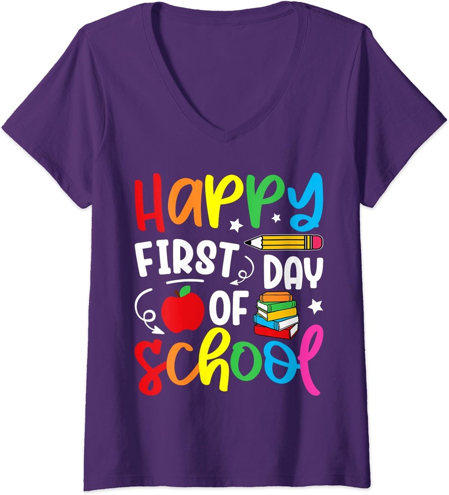 Back To School Teacher First Day Of School Kids Ladies' V-Neck Tshirt-image
