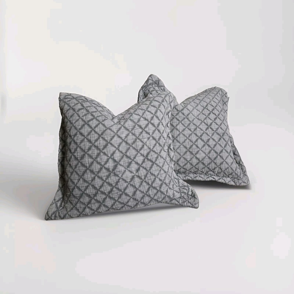 2 Gray Pillow Cases 100% Italian Cotton