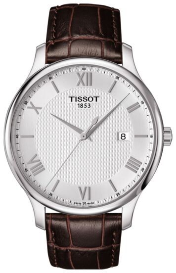 Tissot Tradition Quartz Ivory Silver Dial Brown Leather Watch T063.610.16.038.00