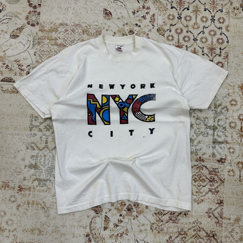 Vintage T-shirts New York USA Joke Y2K 90s USA Humor Used Single stitch