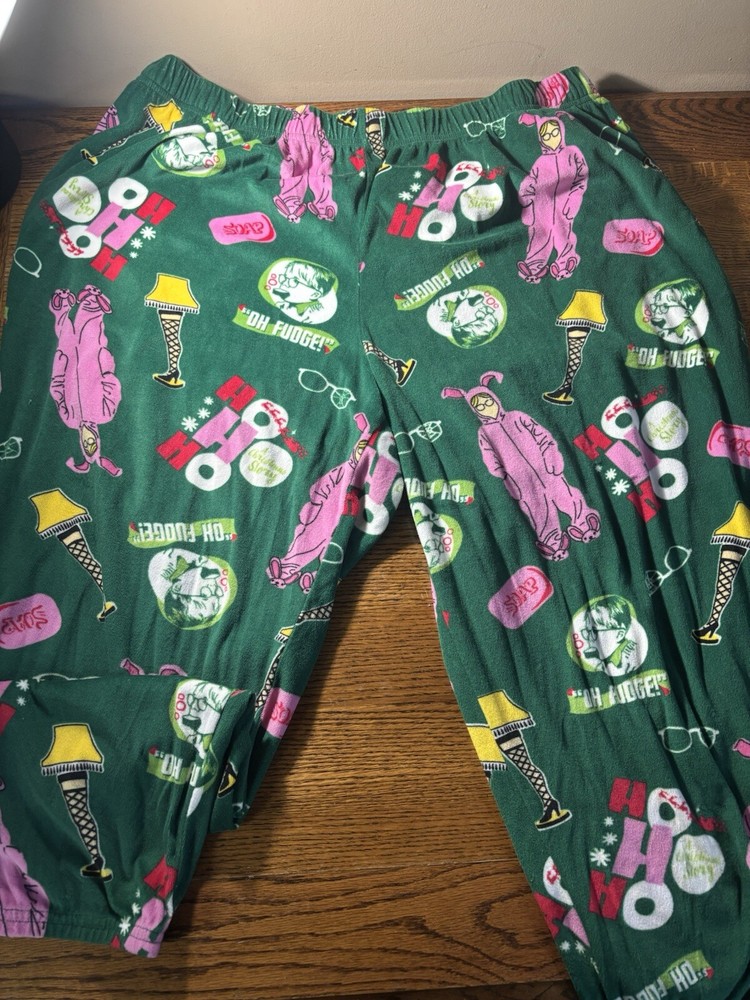 Women's A Christmas Story Green Graphic Fleece Pajama Pants Size 2X