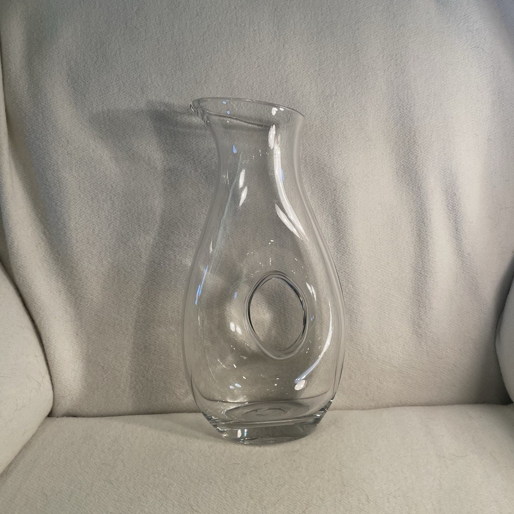 Bormioli Rocco 50 Oz Handblown Glass Pitcher with Donut Hole
