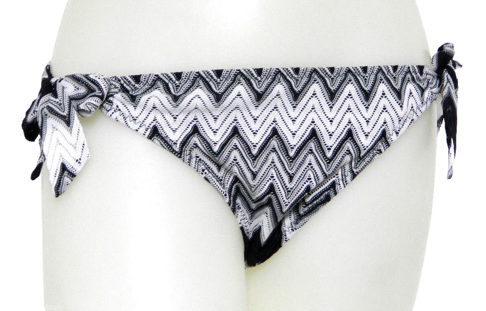 Perry Ellis Small Black Chevron Stripe Bikini Swimsuit Bottoms NWT S