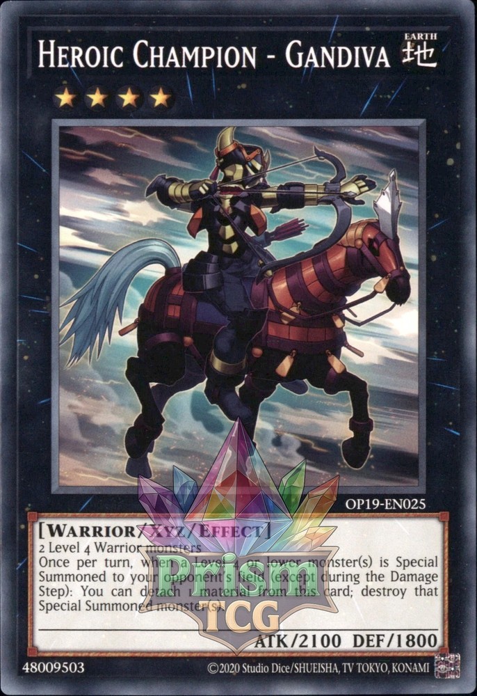 Heroic Champion Gandiva OP19 Yugioh Rare Trading Card OP19-EN025