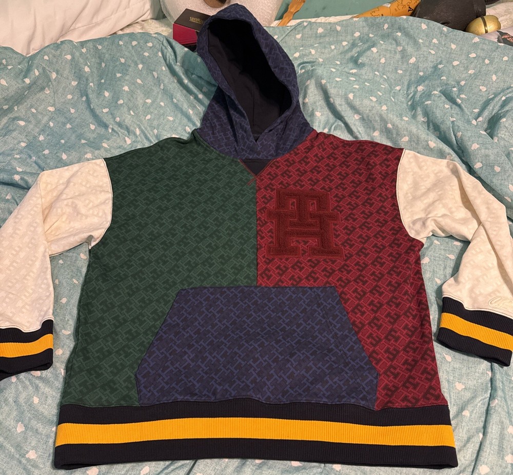 Tommy Hilfiger x Anthony Ramos Colorblock Monogram Hoodie Men’s Sz M EUC