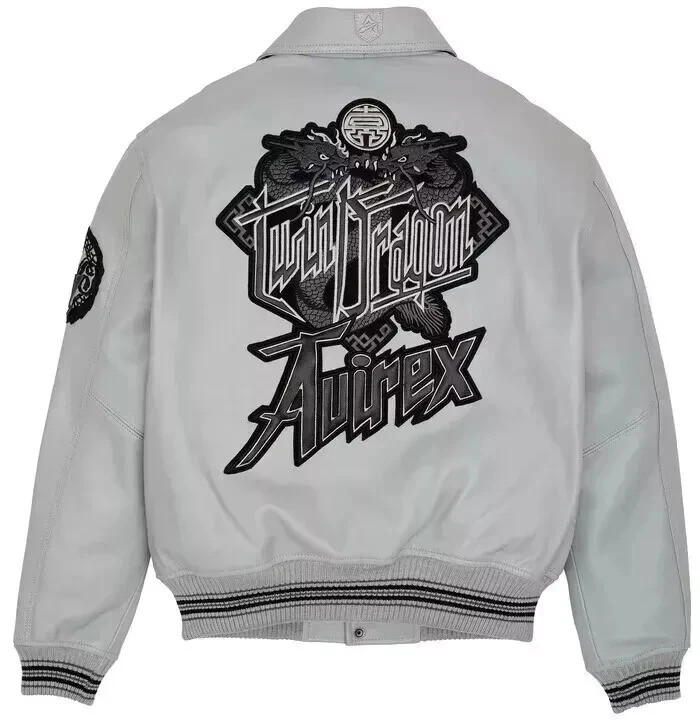 Mens Avirex Genuine Cowhide Leather Bomber Jacket American Flight Leather Jacket