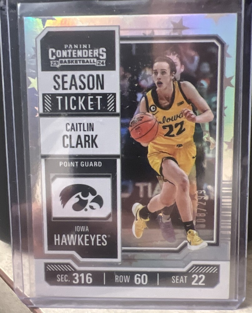 CAITLIN CLARK Panini 2024 Contenders season ticket #CC2 silver stars SP 008/299