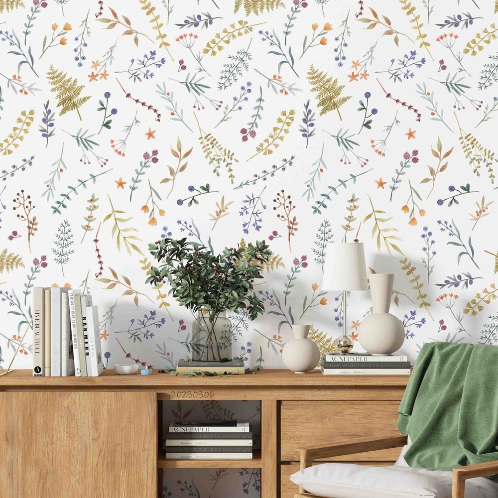 3D Flowers Leaves Flora Pattern Wall Murals Wallpaper Murals Wall Sticker 6