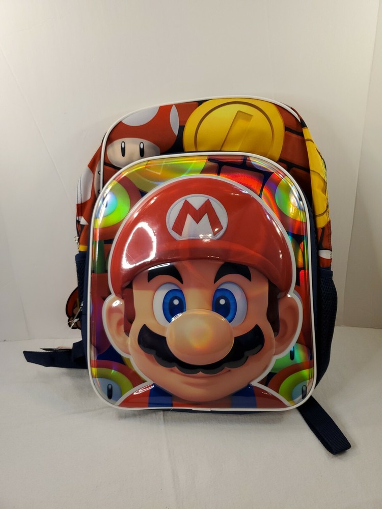 Super Mario 17” Backpack With Laptop Sleeve 2021 Book Bag Design Nintendo NWT