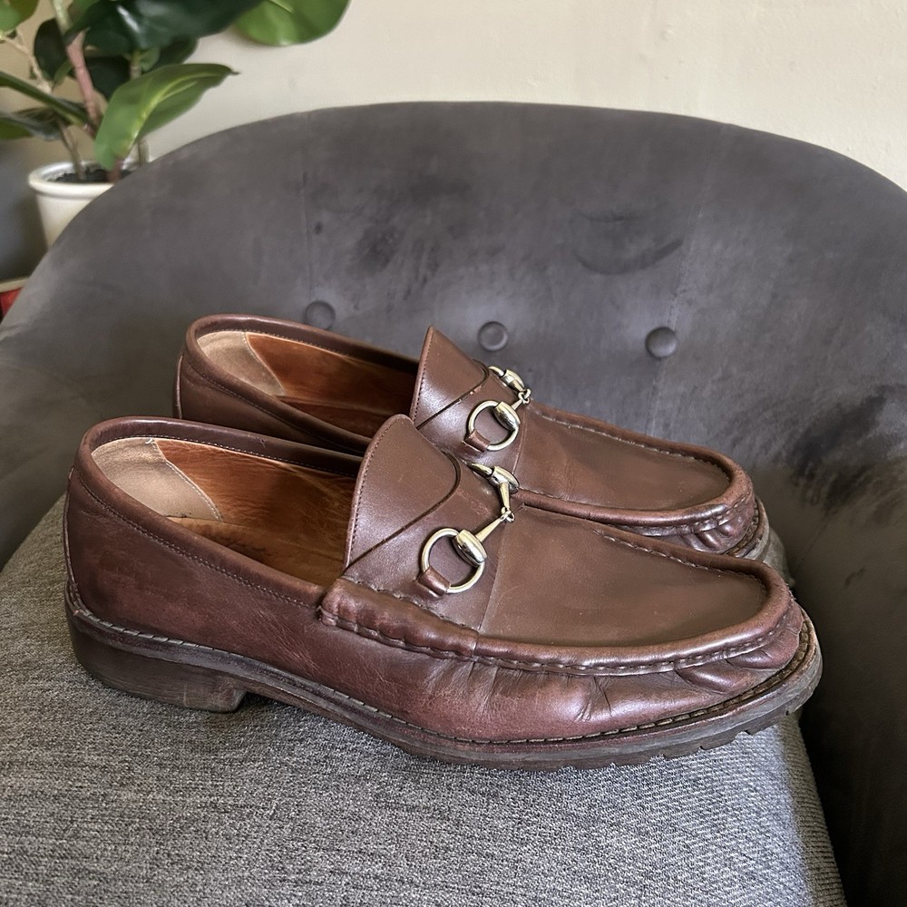 GUCCI Brown Horse Bit Loafer Men's Size 10D US Dress Shoes