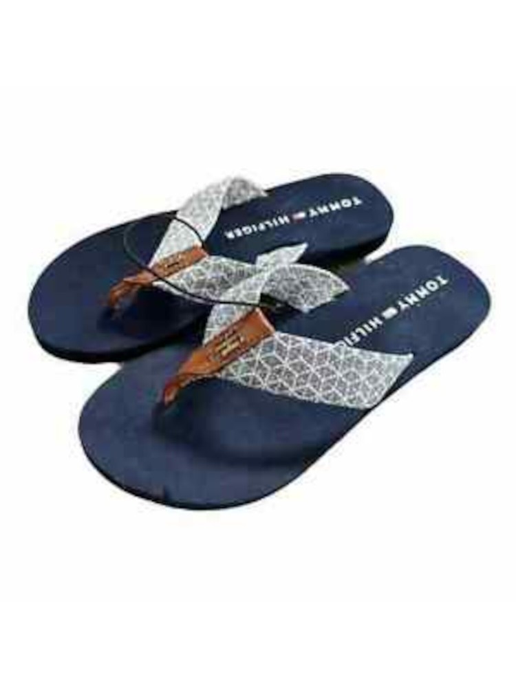 TOMMY HILFIGER Womens Navy Canara Round Toe Slip On Flip Flop Sandal Size 8