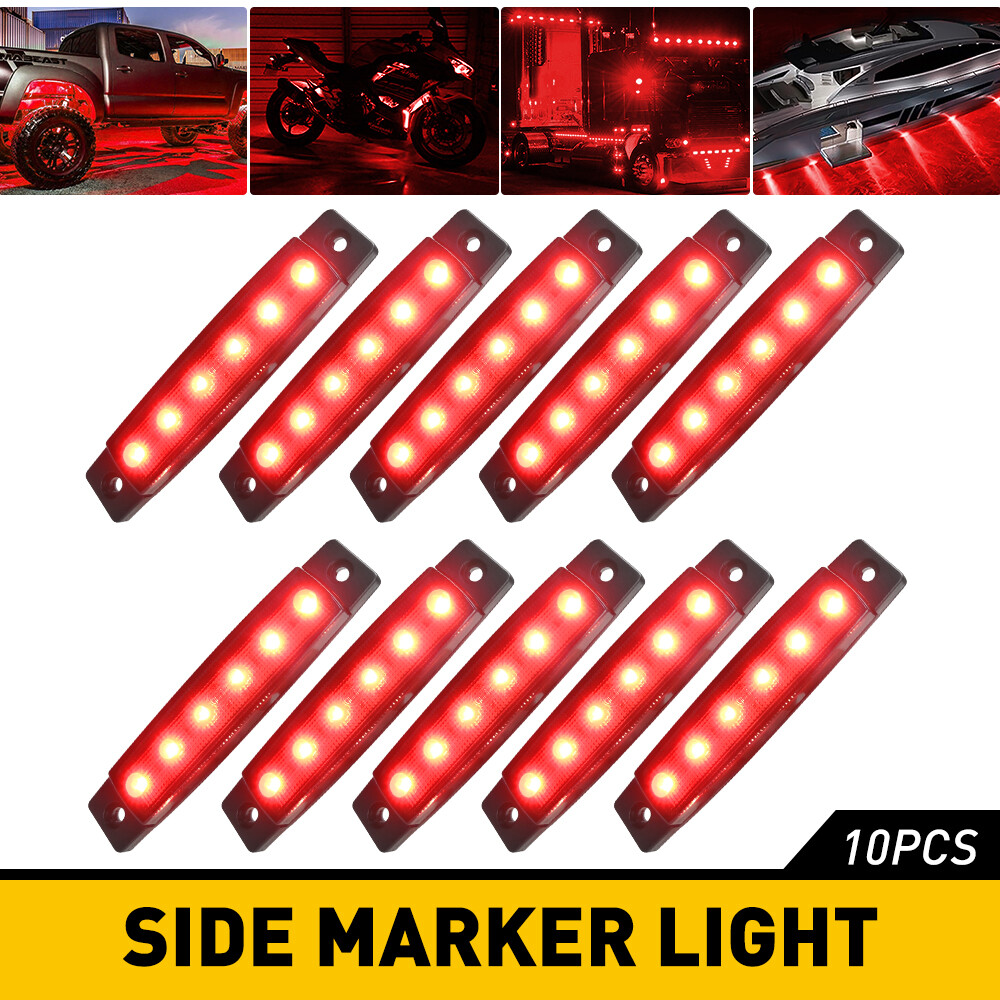 10 Red LED Side Marker Lights for Trucks Vans Trailers DRL Clearance