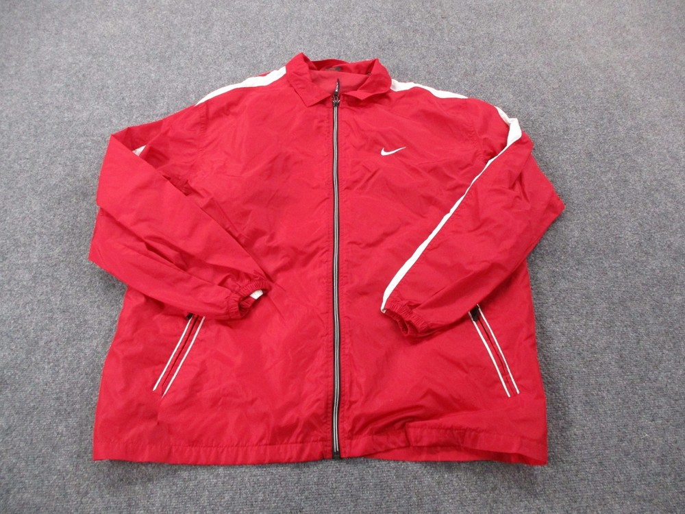 Vintage Nike Jacket Mens 2XL Red Swoosh Standard Sports Training Track Y2K