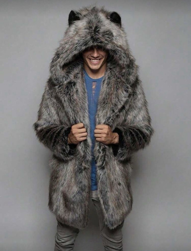 New Men's Thick and Long Sleeve Mink Faux Fur Coat, Men's Long Mink Fur Jacket