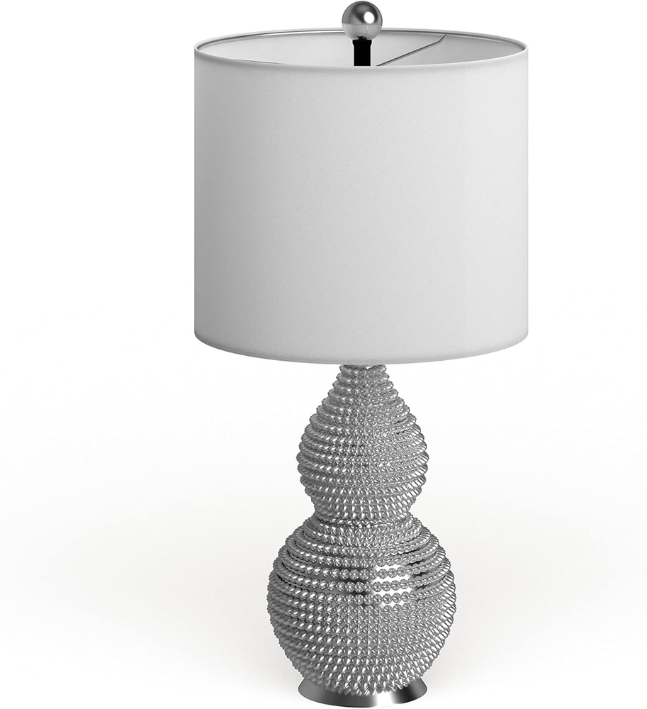 Lighting Collection Clarabel Silver Chrome Studded 20-Inch Bedroom Living Room H