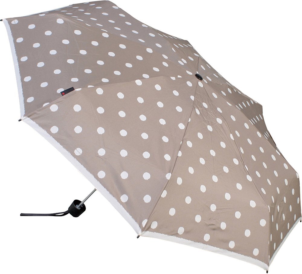 Knirps Compact Folding Umbrella Polka Dot Greige Design