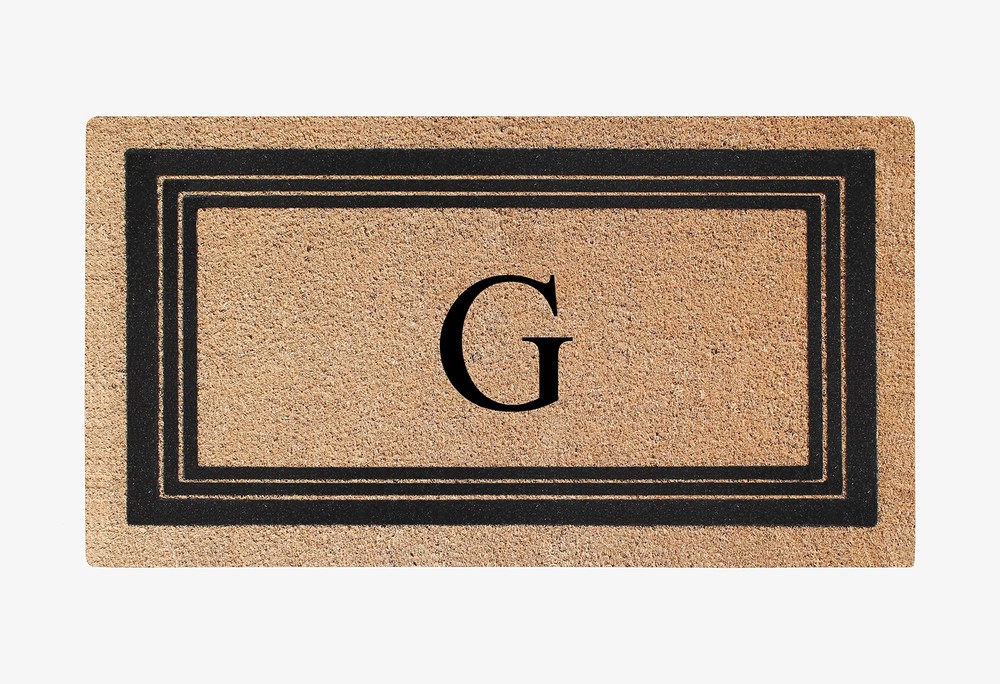 A1HC Natural Coir Flock Monogrammed Door Mat for Front Door, Anti-Shed Treate...