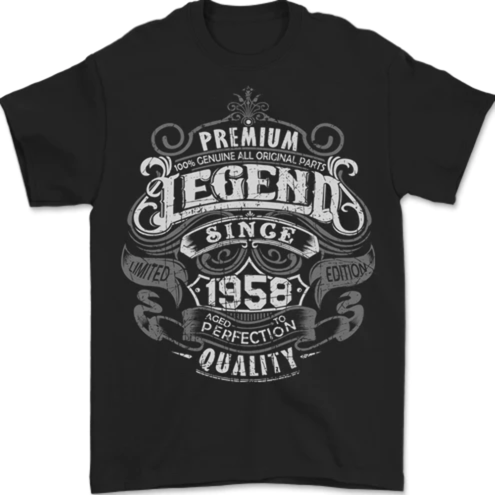 Premium Legend 65th Birthday 1958 Mens T-Shirt 100% Cotton